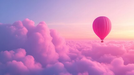 Obraz premium Hot Air Balloon in Twilight Sky with Pastel Clouds