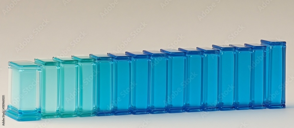 Aufkleber abstract glass blocks gradient blue teal color chart data visualization