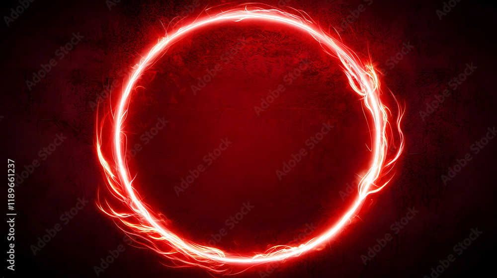 Poster dynamic circle of red flames abstract visual art digital creation dark background high contrast ener