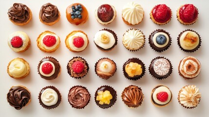 assorted freshly baked pastries, top view