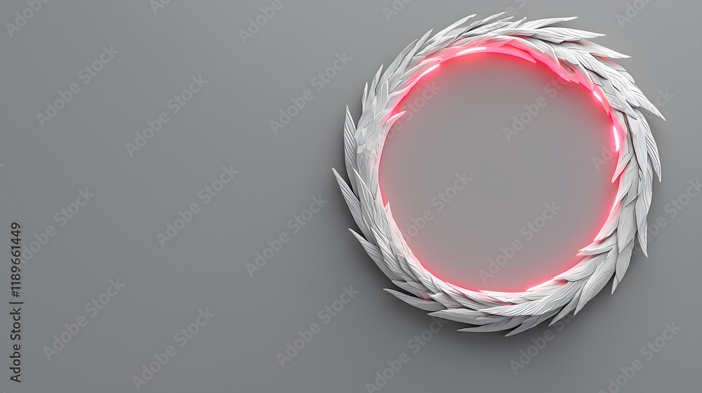 Poster illuminated circular wreath design digital art minimalist setting modern environment close-up view a