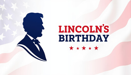 Bold greeting banner for Lincoln’s Birthday with dynamic colors and festive design.