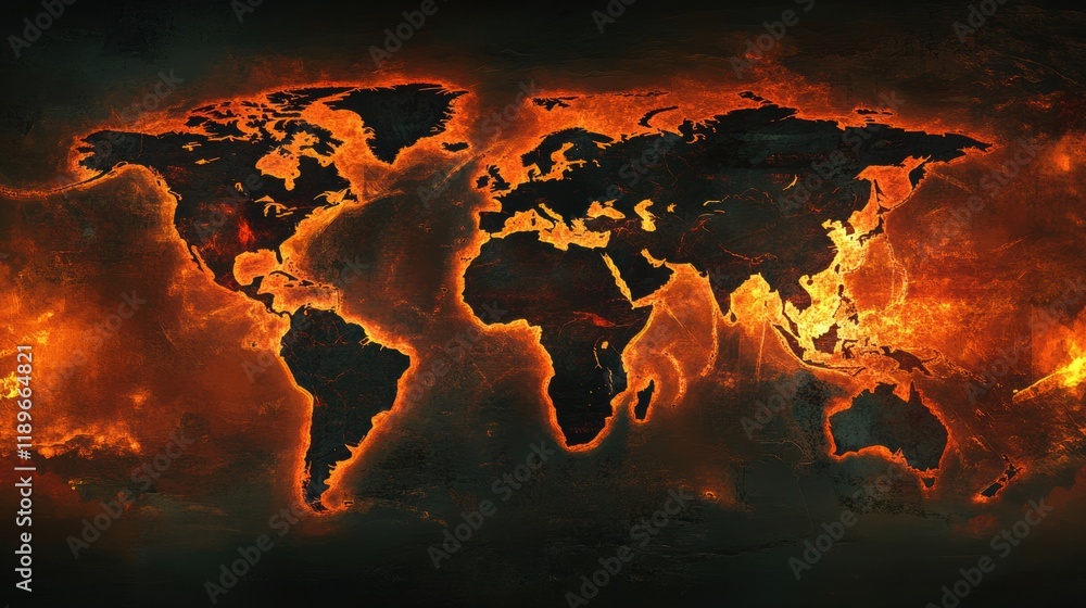 Aufkleber world map illustrating epidemic outbreak zones with highlighted areas of concern globally. generativ