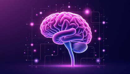 Stylish banner for International Epilepsy Day featuring a vibrant purple brain design set against a digital background with ample space for important text.
