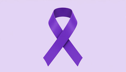 Purple ribbon symbolizing awareness for International Epilepsy Day and cancer, designed with space for impactful text in a meaningful campaign.