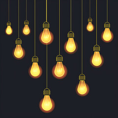 Glowing Light Bulbs on Dark Background