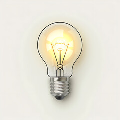 Glowing Light Bulb on White Background