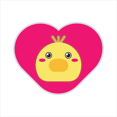 Funny character of chink in the heart icon design. Funny character for sticker, mockup ideas illustration design. 