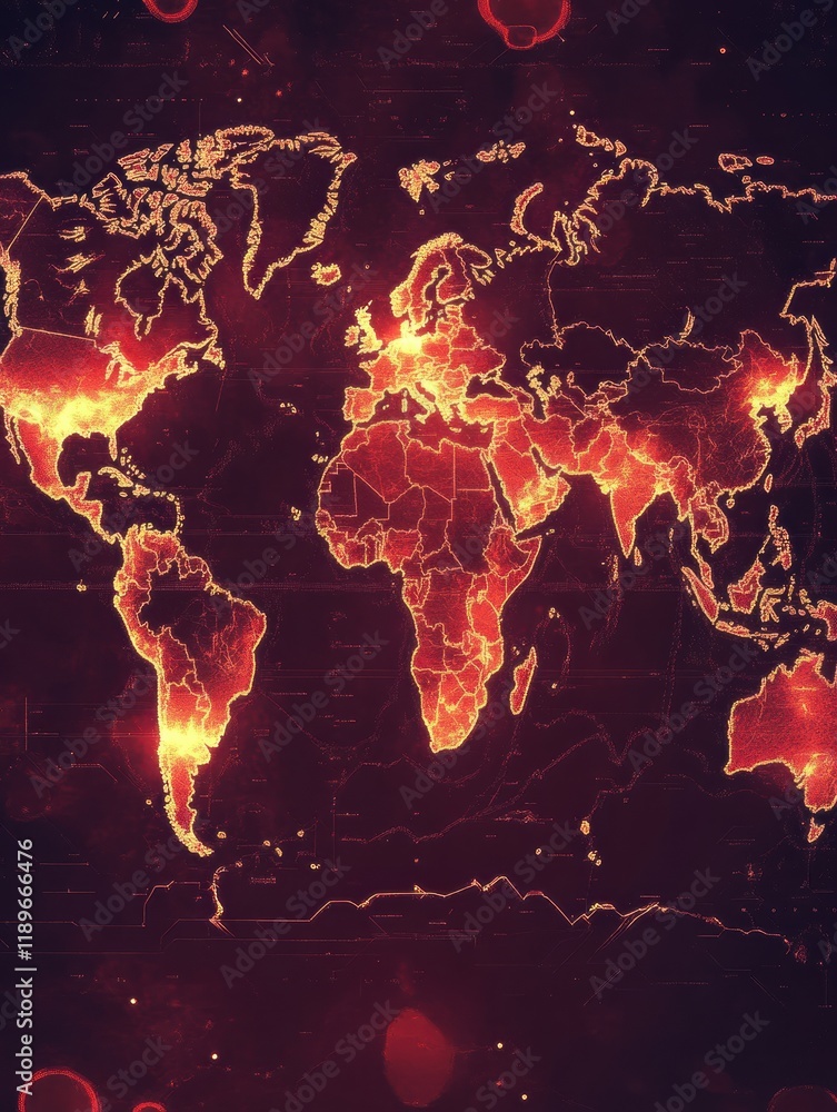 Poster world map illustrating global epidemic outbreak zones and their impacts on health in various regions