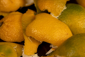 peeled orange ripe tangerines on the table