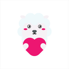 Fototapeta premium Illustration of sheep and heart flat icon vector design. Cute character farm animal design for sticker, mockup ideas illustration. 