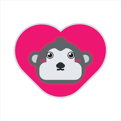 Funny vector illustration of gorilla and love icon. Cute character of wild animal design for sticker, mockup ideas vector illustration. 