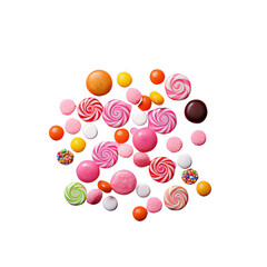 Variety Of Candies Artistically Arranged On A Pink Background