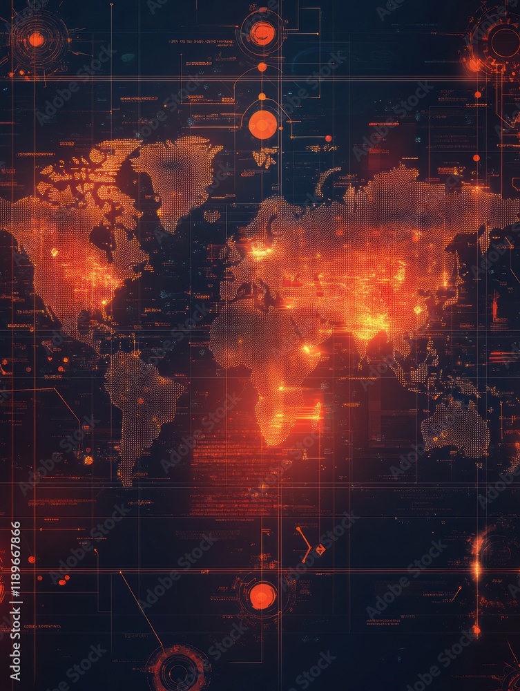 Aufkleber world map showing zones of epidemic outbreaks with visual highlights and data representation. genera
