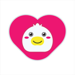 Happy penguin flat icon holding a heart vector design illustration. 