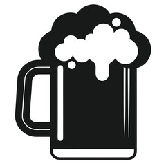 Beer Mug Silhouettes Icon, St. Patrick’s Day Silhouette, Pub Drink Symbol, Irish Festival Clipart, Holiday Beverage Illustration, Frothy Beer Icon, Isolated Vector, Flat Design Graphic