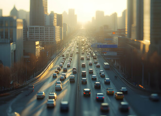 Golden Hour Commute: A City's Veins Flowing at Sunset