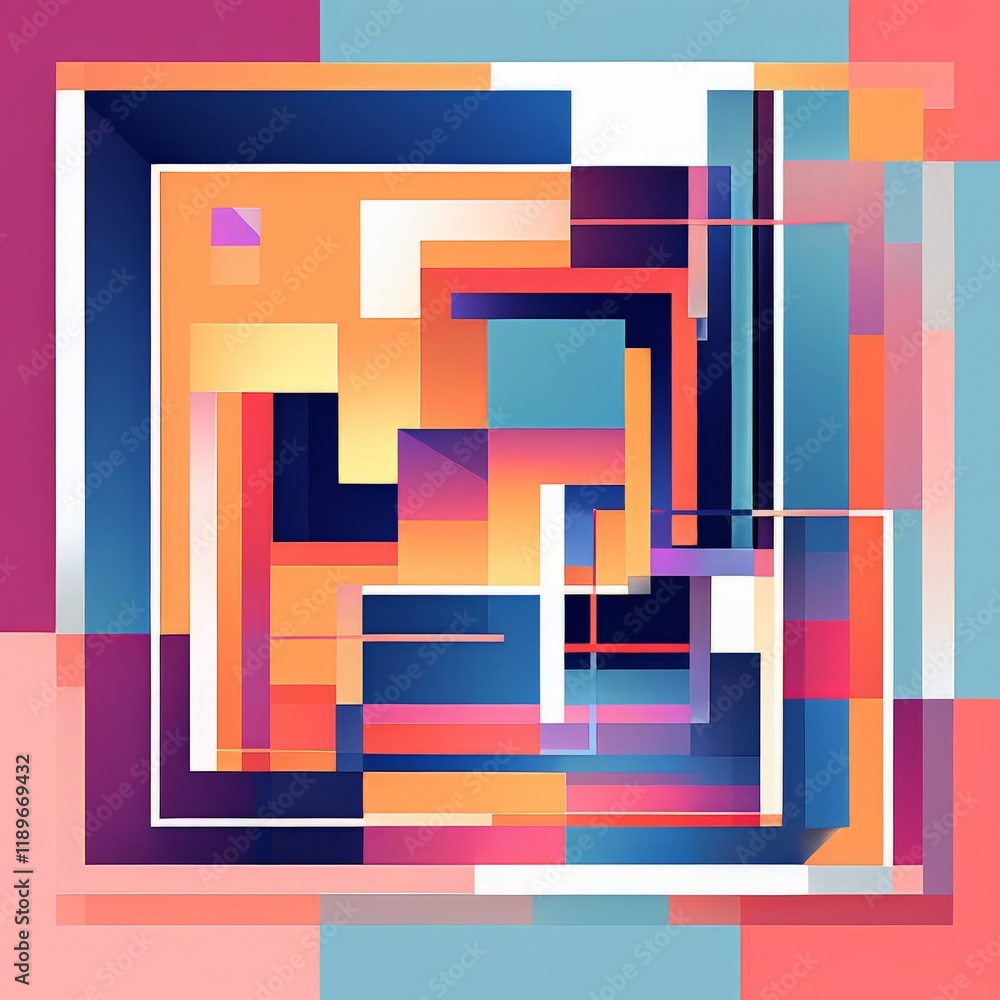 Poster geometric pattern with colorful background