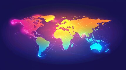 Global Network: A Vibrant World Map