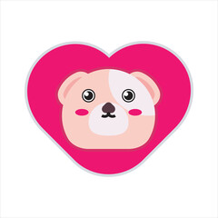 Cute love dog icon design illustration. Valentines day theme icon design. Valentines card template design illustration. 