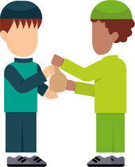 Illustration Of Muslim Paying Zakat