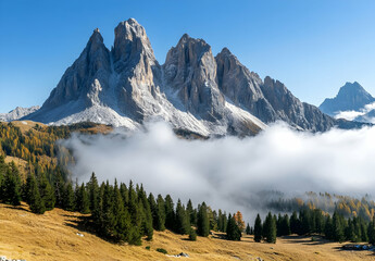 Majestic Dolomites: A Sea of Clouds Embrace the Peaks