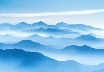 Misty Blue Mountains: A Serene Landscape Panorama