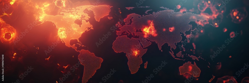 Poster world map showcasing regions affected by recent epidemic outbreaks across different continents and a