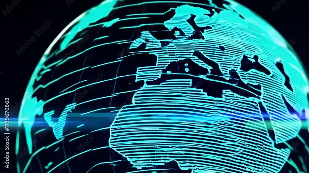 Poster interactive global map footage showcasing geographical data and movement