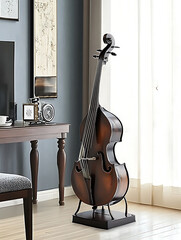 Elegant musical instrument with rich tones, showcasing exquisite design. This beautifully crafted piece enhances any room aesthetic, perfect for music lovers
