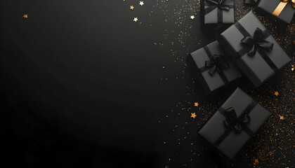 Elegant Black Gift Boxes with Gold Accents