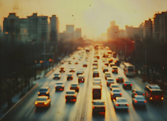 Golden Hour Commute: Cityscape Blur