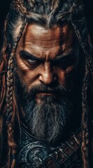 A powerful Viking fighter, characterized by his braided beard and elaborate helmet.