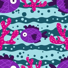 Ocean seamless fish pattern for wrapping paper and fabrics and linens 