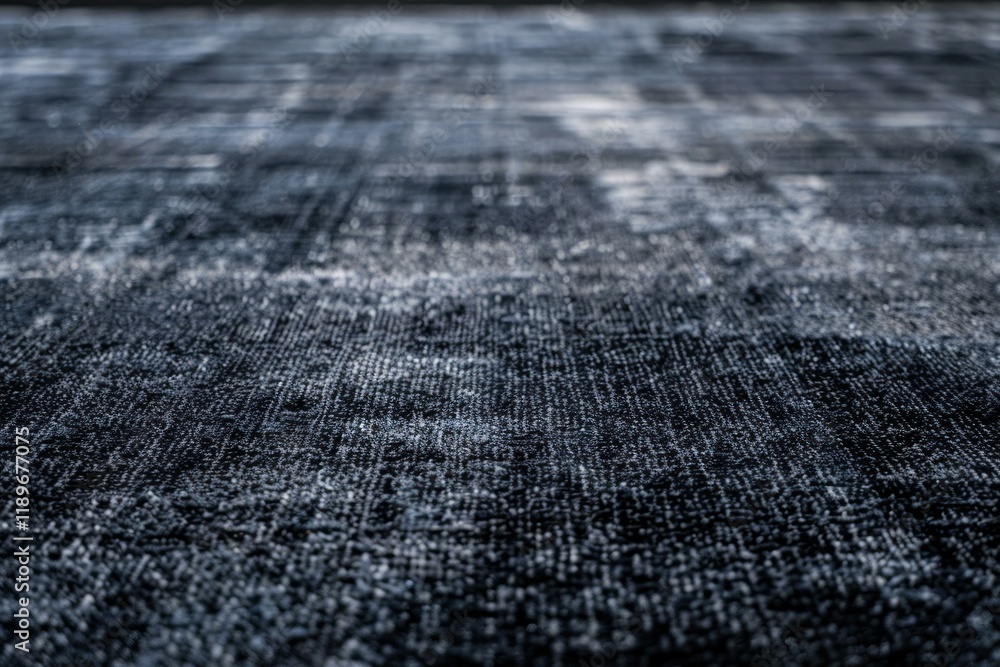 Poster dark blue woven rug with intricate texture and pattern stretching into the distance, creating a sens