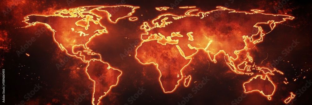 Leinwandbilder World map showing zones of epidemic outbreaks globally with highlighted areas of concern. Generative AI