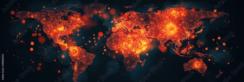 Leinwandbilder world map depicting zones of epidemic outbreaks with highlighted regions of concern and increasing i