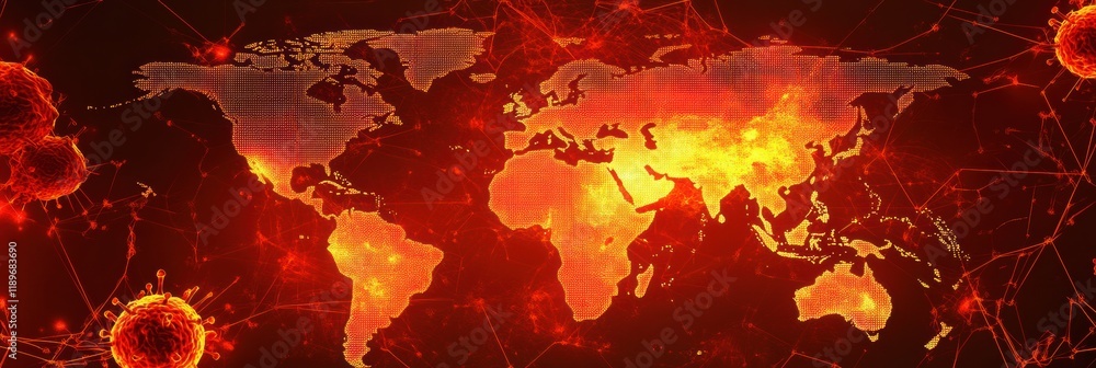 Aufkleber world map displaying epidemic outbreak zones with highlighted areas for global health awareness. gen