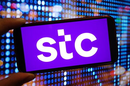 Konskie, Poland -  December 05, 2024: Saudi Telecom Company logo displayed on mobile phone