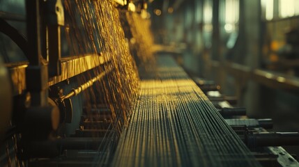 Golden Hour in the Weaving Mill: Threads of Industry