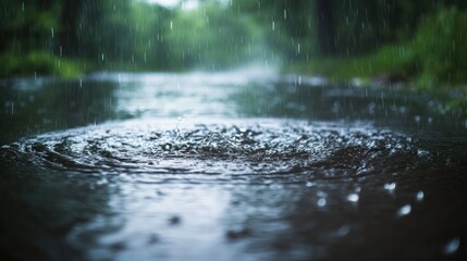Fototapeta premium Rainy Day Reflections: A Serene Moment in Nature's Embrace