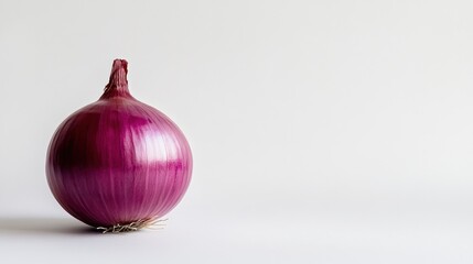 A Single Red Onion on a White Background