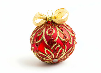 Red Christmas Ornament with Gold Accents