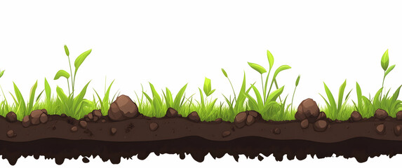 Fototapeta premium Vibrant Green Grass and Soil Seamless Texture: Perfect for Game Backgrounds or Nature Illustrations