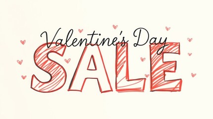 Valentine's day sale on a simple white background 