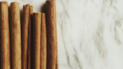 Cinnamon Sticks on Marble: Aromatic Spice Close-up