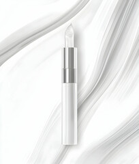Naklejka premium Elegant White Lip Balm with Silver Cap, Product Mockup on Abstract Background