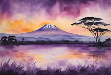 Violet Sunrise: A Mountain's Embrace