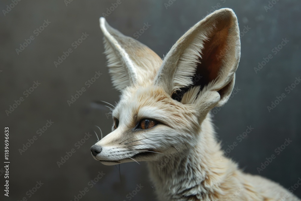 Poster close up of a fennec fox showcasing its distinctive large ears against a blurred background