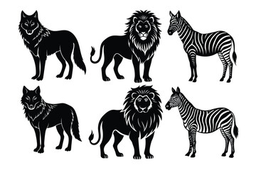 Set of good animals shillouette vector illustration